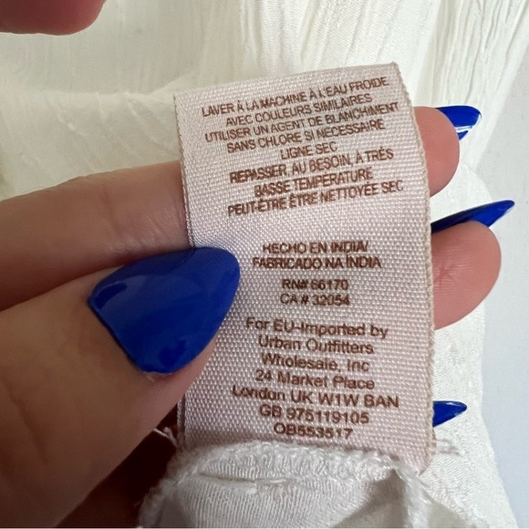 Free People White Lace Peasant Blouse Size XS Gauzy Boho Button Up Edwardian - Picture 9 of 9